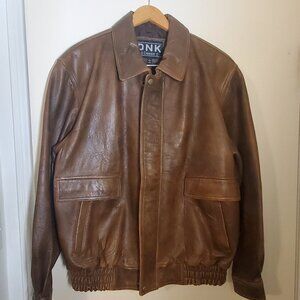 DNK Distressed Brown Leather Jacket - Men's Large
